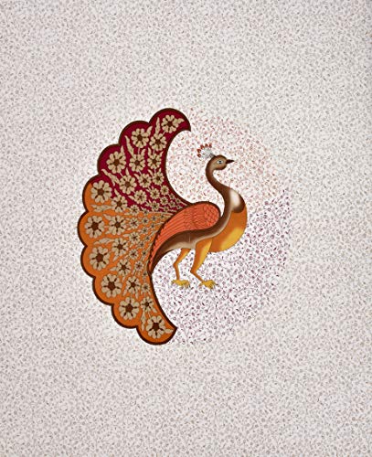 Image of Rajasthani Jaipuri Traditional Sanganeri Peacock Print 144 TC 100% Pure Cotton Double Size Bedsheet with 2 Pillow Covers (Multicolor)