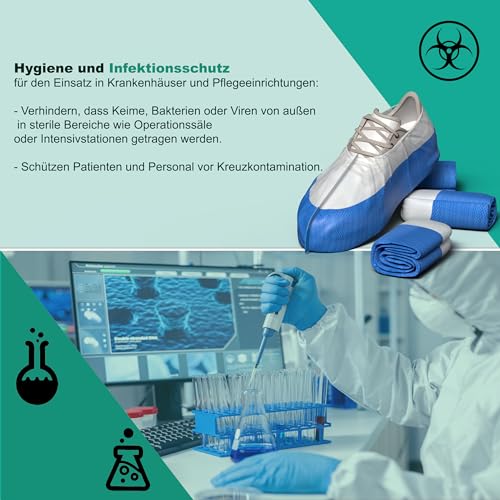 Horn Medical Einheits-Überschuhe - (50 Stück) universell, extra reißfest und flüssigkeitsabweisend mit rutschhemmender anti-slipping Sohle