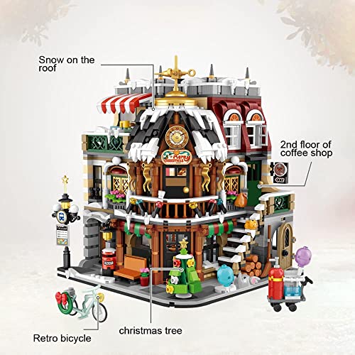 Loz Mini Bricks 1054 Christmas Coffee Shop Building Blocks Kit, 2506Pcs/Moc Modular House Model Building Set, Merry Christmas Toy Gifts Present For Adults 6+ Kids Boys Girls-Not Compatible With Lego #TOP2