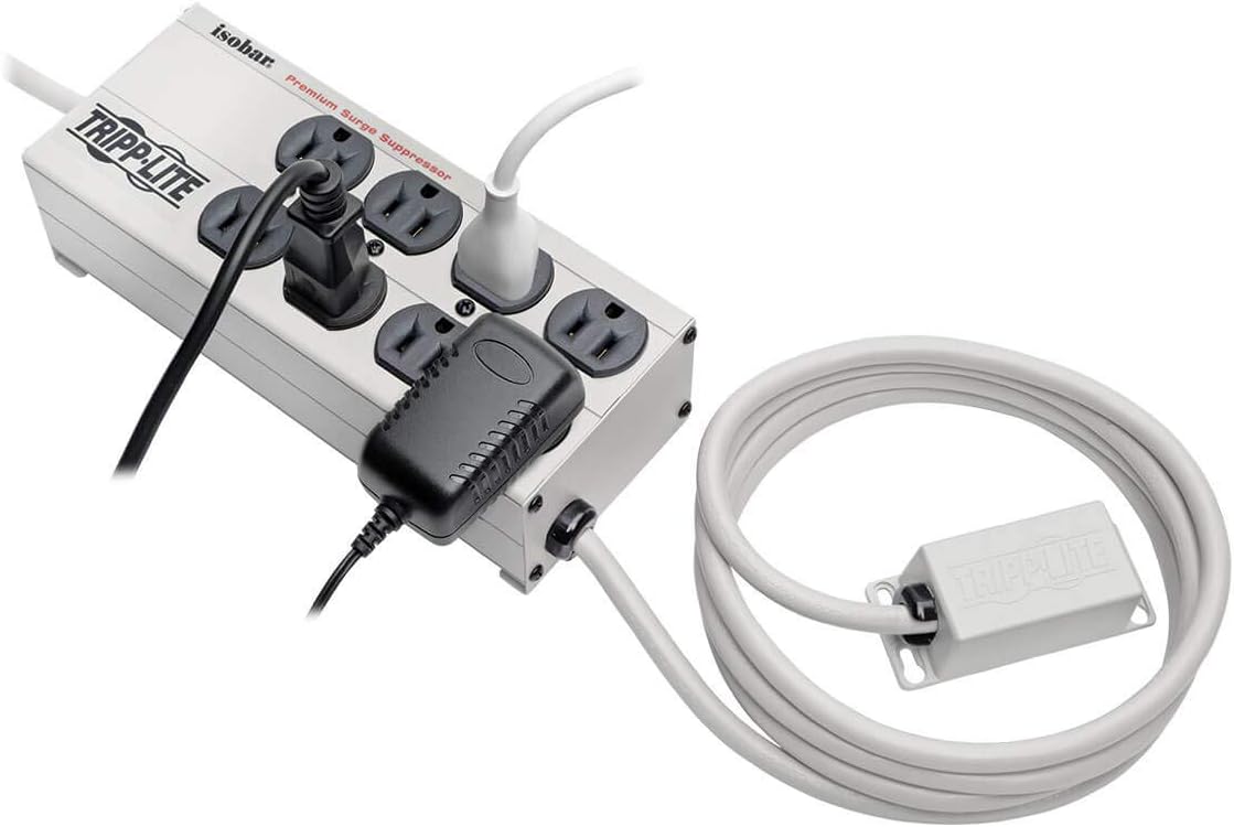 Exclusive Special Tripp Lite Isobar 8 Outlet Surge Protector Power Strip with Remote Switch, 12ft Cord, Right-Angle Plug, Metal, & $50,000 INSURANCE (ISOBAR8RM)