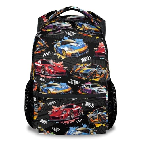 Boys Backpack - Racing Car Backpacks for Kids - Toddler Bookbag for Children - Lightweight School Bag for Kindergarten/Preschool/Elementary(17 Inch)