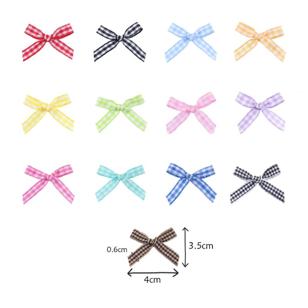 1000 Stück Mini Schleifen 3.5x4cm,Deko Schleifen Doppelseitige Kariertes Bogen,Geschenkschleife Band Bowtie,Gift Bows aus Polyester für Hochzeit Unterwäsche Socken Geschenk,Braun kariert