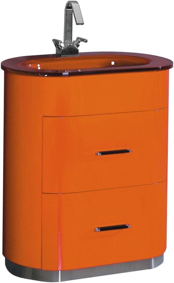 Luxo Marbre RETRO 2831 O Retro Vanity with Tempered Glass Sink, Orange