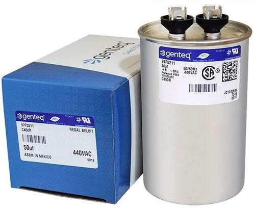 (2) Pack - GE/Genteq Z97F5211 97F5211-50 uf MFD 440 Volt VAC Genteq Replacement Round Run Capacitors