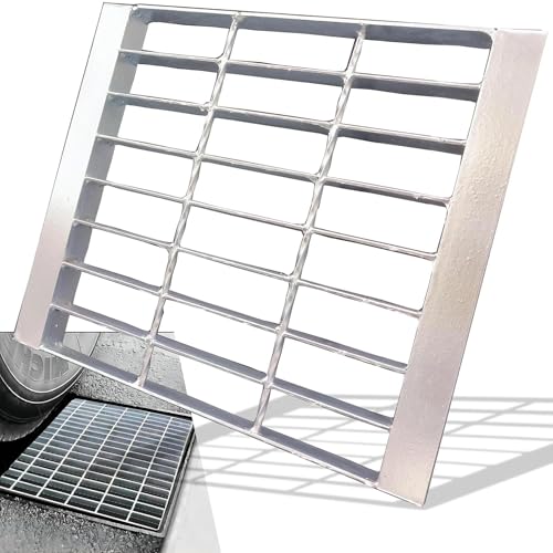 Image of Galvanized Steel Drain Grate with Lip, Channel Cover 12x12 in