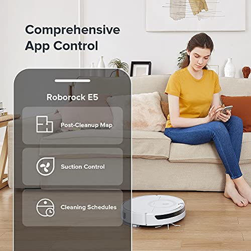 Image of roborock E5 Mop Robot Vacuum Cleaner, 2500Pa Strong Suction, Wi-Fi Connected, APP Control, Compatible with Alexa, Ideal for Pet Hair, Carpets, Hard Floors (White)