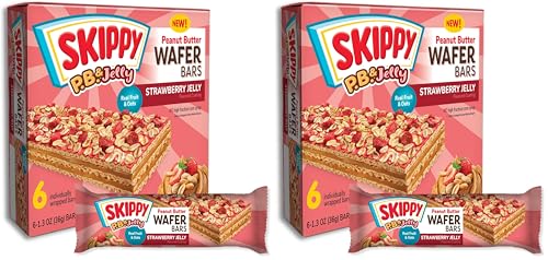 Image of SKIPPY P.B. & Jelly Wafer Bars, Strawberry Jelly Flavor, Real Fruit & Oats, 6 Individually Wrapped Bars (7.8 oz) (Pack of 2)