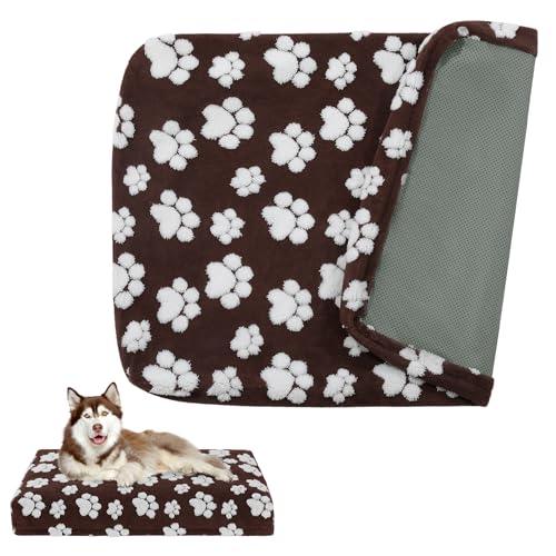 BALAPET Dog Bed Covers,Waterproof Dog Bed Cover Pet Bed Cover with Lovely Dog Paw Print and Double-Sided Usable Design,Replacement Machine Washable Pet Hair Easy to Remove,Cover Only(Brown,40*30*4in)