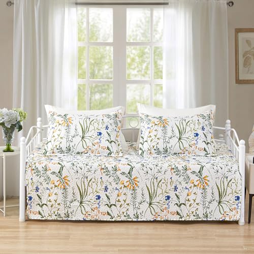 Image of Hailea 3 Piece Daybed Cover Twin Size Floral Cover Set Reversible Daybed Bedding Double Sided Quilting Bedding Flower Cover All Season for Twin Bed with 2 Standard Shams,39 inchx75 inch