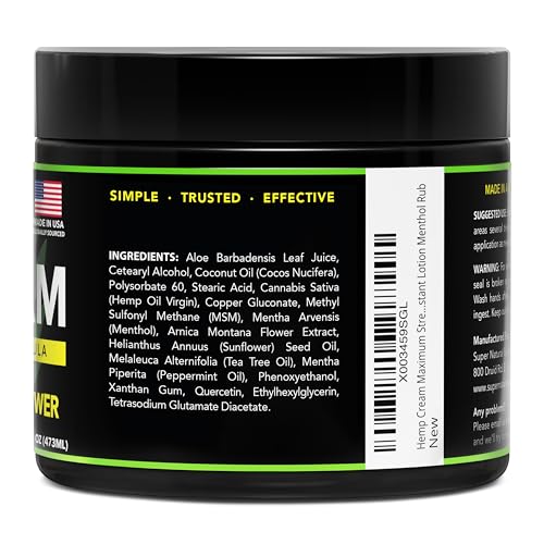 Image of Super Natural Goods Hemp Cream | Botanical Cream with a Cooling Sensation for Localized Application | 16 oz