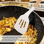 Silicone 10 Pcs Kitchen Cooking Utensils Set, Recycled Materials Certification, BPA Free Spatula Set with Heat Resistant Wood Handles for Nonstick Cookware, Cream White - Image 3