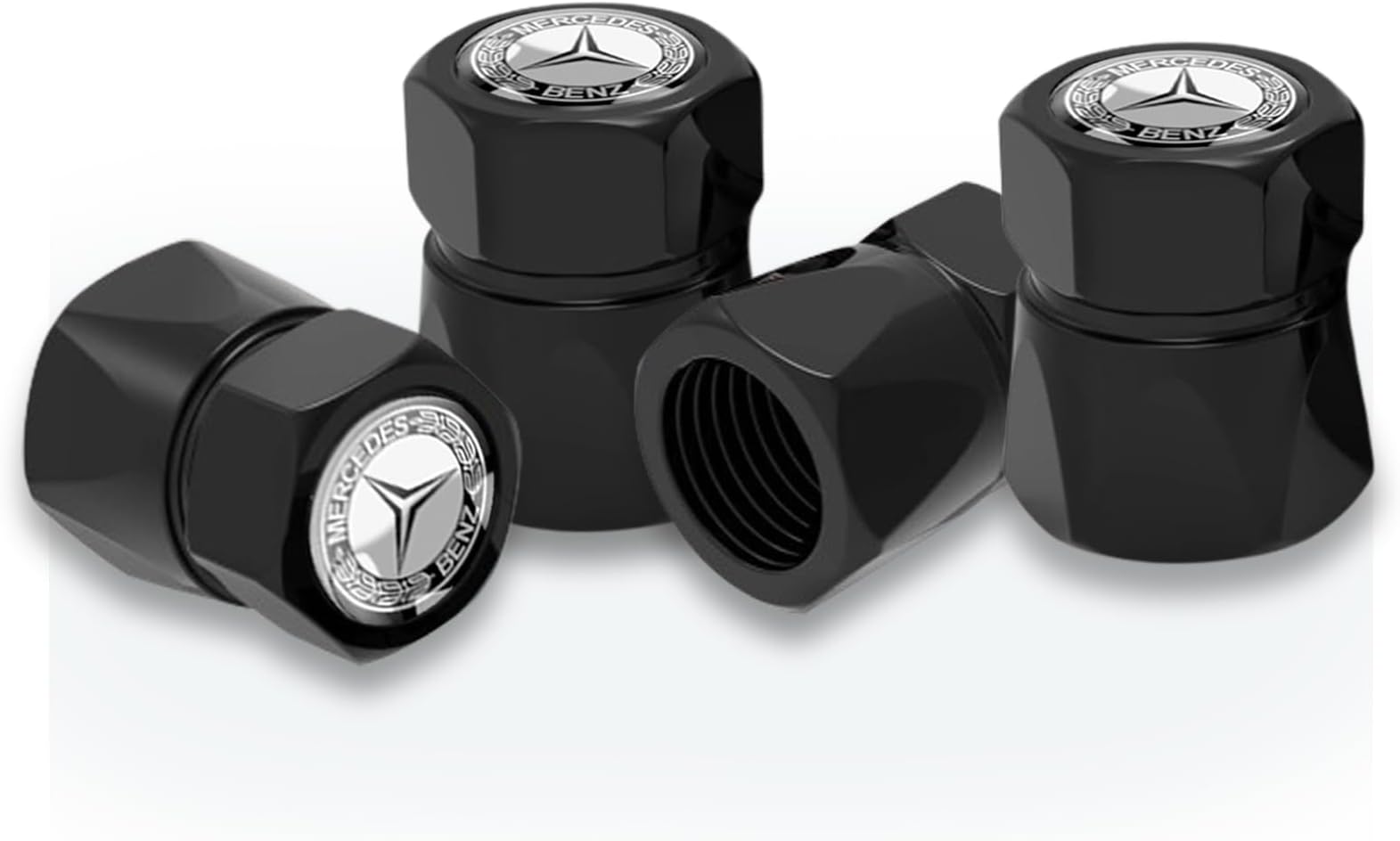 BOMBYTire Valve Stem Cap Cover for Mercedes-Benz A-Class C-Class CLA CLS AMG GLC GLE GLS Belt O-Ring Seal Corrosion Resistant tire Valve Caps 4 PCS Black
