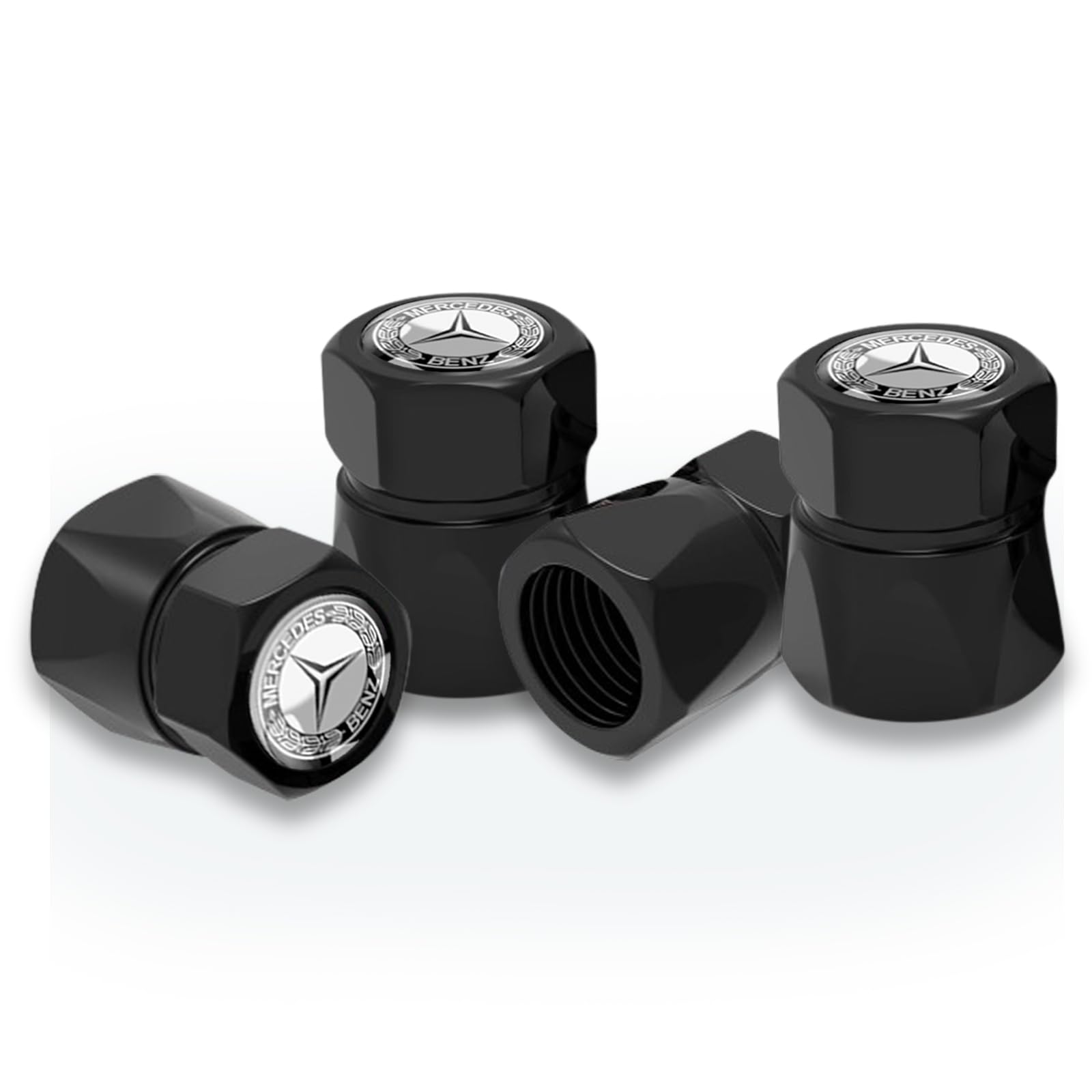BOMBYTire Valve Stem Cap Cover for Mercedes-Benz A-Class C-Class CLA CLS AMG GLC GLE GLS Belt O-Ring Seal Corrosion Resistant tire Valve Caps 4 PCS Black