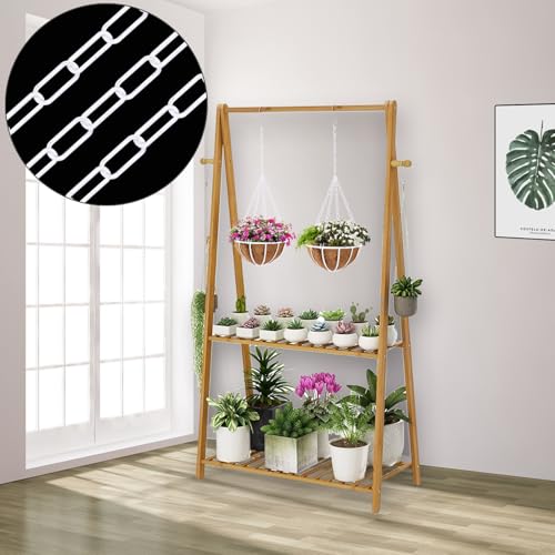 Image of 12 Ft Heavy Duty Hanging Chain Kit (White) | with Connection Locks & Swag Ceiling Hooks for Lighting Fixture, Pendant, Lantern, Swag Lamp, Plant Basket, Bird Feeder