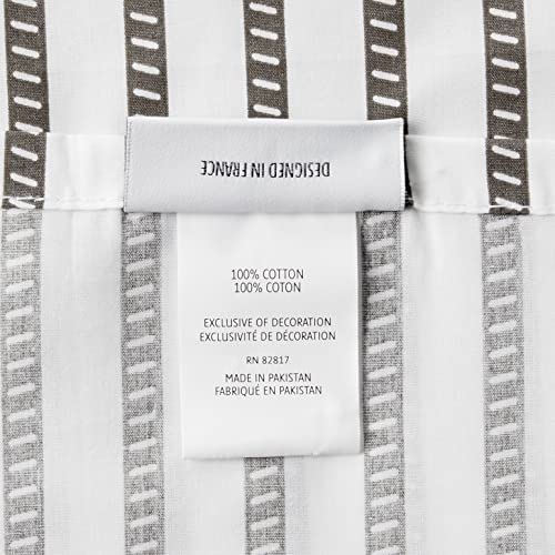 Image of Lacoste 100% Cotton Percale Sheet Set, Graphic Stripe Print, Dark Grey, Twin