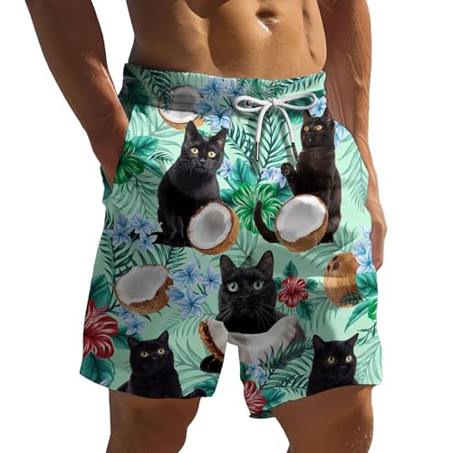 Men's Retro 80s 90s Christmas Hawaiian Shorts Funny Xmas Summer Swim Trunks for Men Beachwear 44