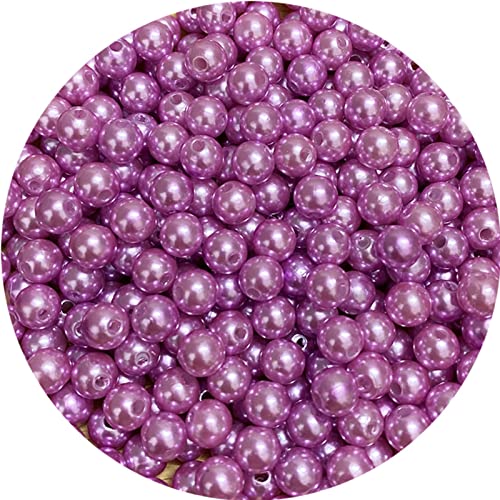 Pearl Beads,300 Pcs Craft Beads Loose Pearls 8mm Round Spacer Beads for Earring Bracelet Necklace Key Chains Jewelry DIY Craft Making,Decoration and Vase Filler (8mm, Purple)