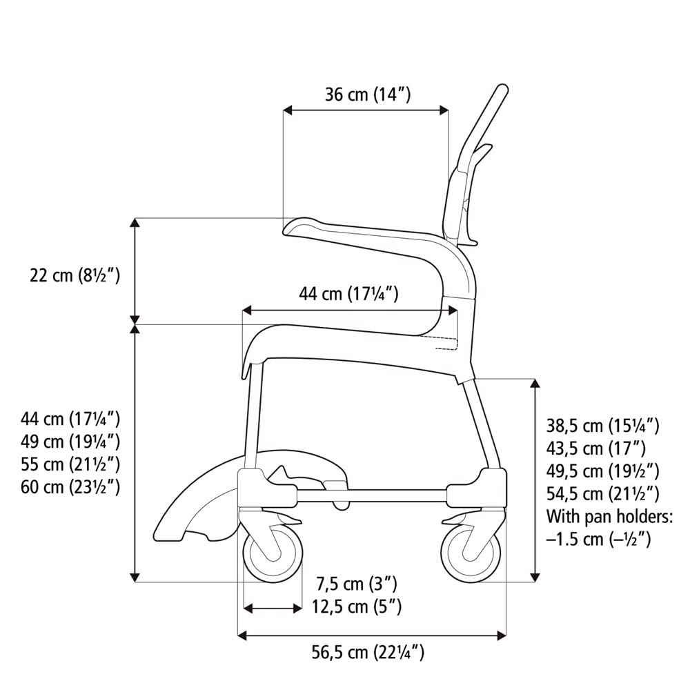 Etac Clean - Sedia a rotelle per doccia e WC standard, 55 cm, colore: Lagoon/2