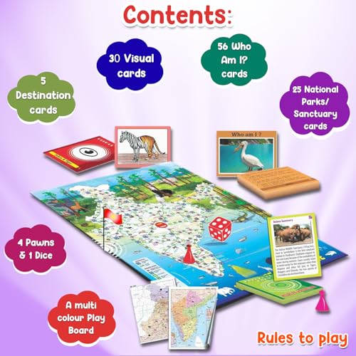 Image of Creative's Indian Wildlife Adventure | Discover The Exotic Wildlife of India Recognizing Animals from Visual Cards | Educational Board Games | Children Development Cards Game for Kids Ages 8 & Up