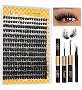 Fluffy Eyelash Extension Kit Thick Volume Lash Extension Kit 150D Individual Eyelashes 10-18MM Cl...