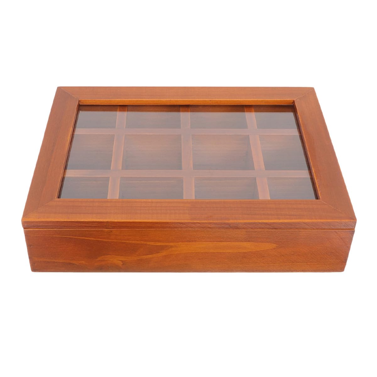SECFOU Caja Organizadora de Té Gran Capacidad de Madera con 12 Compartimentos y Tapa Transparente Portátil Sellado para Oficina y