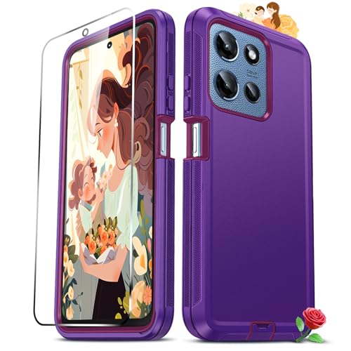 LeYi for Motorola Moto-G-2025 Case: [NOT FIT G Power] Heavy Duty 3 in 1 Rugged Cover, Military Grade Shockproof Cell Phone Android Funda para Phone Case for Moto G 2025, Purple