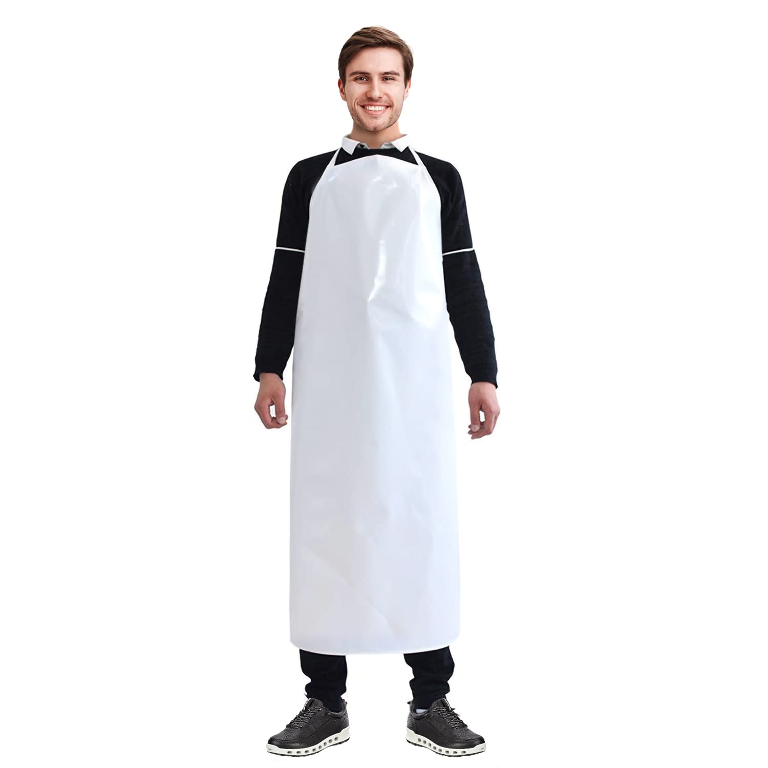 72 Pack White Hemmed Vinyl Aprons 35