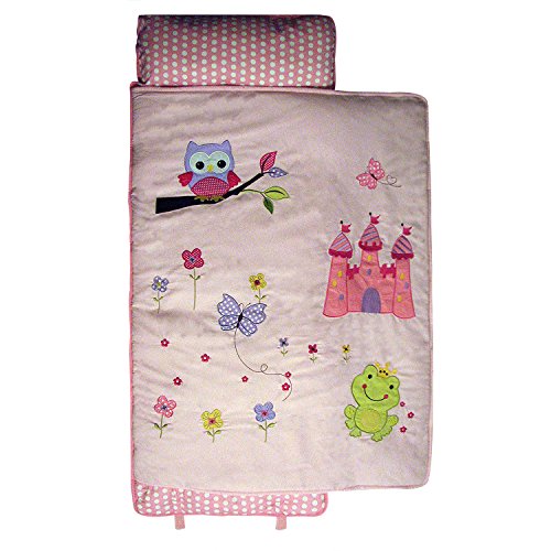 SoHo Pink Owls Castle nap mat for Toddler Preschool Day Care with Pillow Lightweight Rolled nap mats All Hand Embroidery