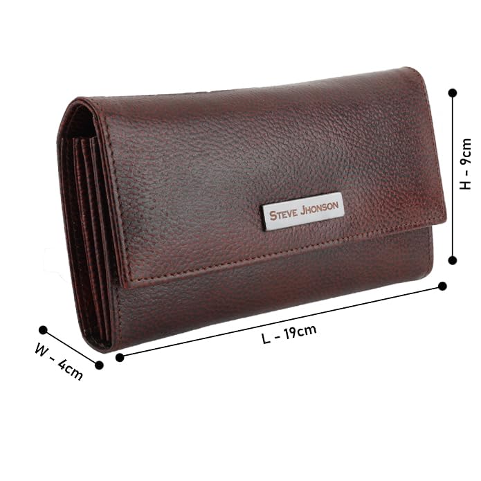 Image of Steve Jhonson Leather Wallet for Women - Mini Hand Purse with Card Holder - Women Stylish Clutch - Cute Mini Ladies Wallet for Daily Use - Fancy Ladies Purse with Slim Design (Brown)