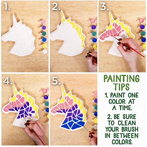 Image of Creative Roots Mosaic Unicorn Stepping Stone, Includes 7-Inch Ceramic Stone & 6 Vibrant Paints, DIY Garden Stepping Stone Kit for Kids Ages 6+