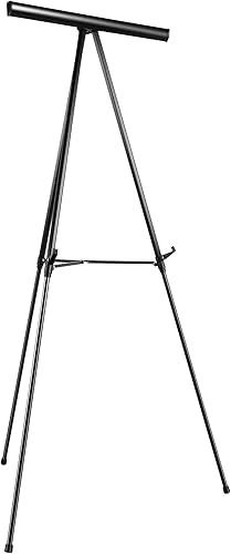 Tienda Basics Tablero blanco y caballete de exhibición de aluminio negro para sala de juntas con trípode de telescopio de altura ajustable, negro,