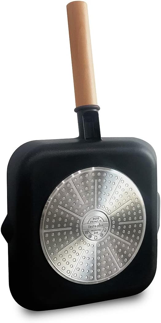 Taste plus 9.5 Inch Nonstick Grill Pan Induction, Square Steak Grill Pan with Wooden Handle and Pour Spout: Home & Kitchen