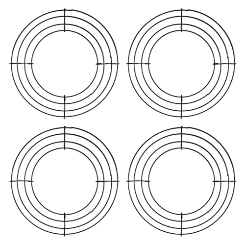 Yinluluna 4 Pcs Wire Wreath Frame, 8 Inch Round Metal Wreath Form, Dark Green Wire Frame Making Rings for Wedding Floral New Year Party Christmas Outdoor Craft DIY Decoration(8 Inch)