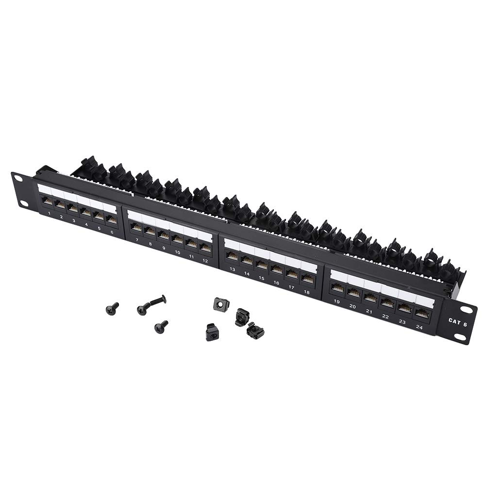 Cryfokt Panneau de Brassage de Données 24 Ports, Panneau de Brassage Réseau CAT6 Montable pour Rack de Serveur, Armoire Réseau Gestion des Câbles de Cadre de Ligne à Force Auto-Fixe