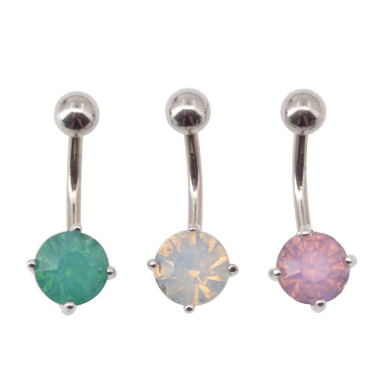3 Teile/Satz Bauchnabelringe Gefälschte Piercing Grün Weiß Rosa Kristall Kurve Körperschmuck Bars Nabel