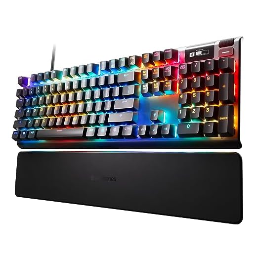 SteelSeries Apex Pro Mechanical Gaming Keyboard – Adjustable Actuation Switches – World’s Fastest Mechanical Keyboard – OLED Smart Display – RGB Backlit