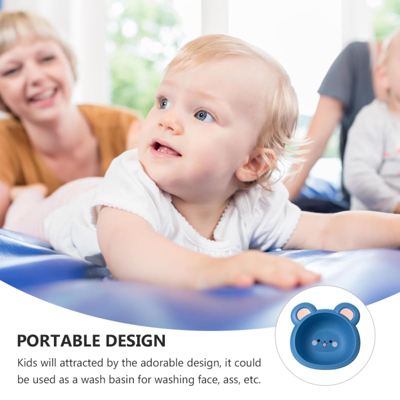 minkissy Lavabo para bebés de dibujos animados para bebé, plástico PP, gran capacidad, mate, apilable, para cuidado del bebé, baño