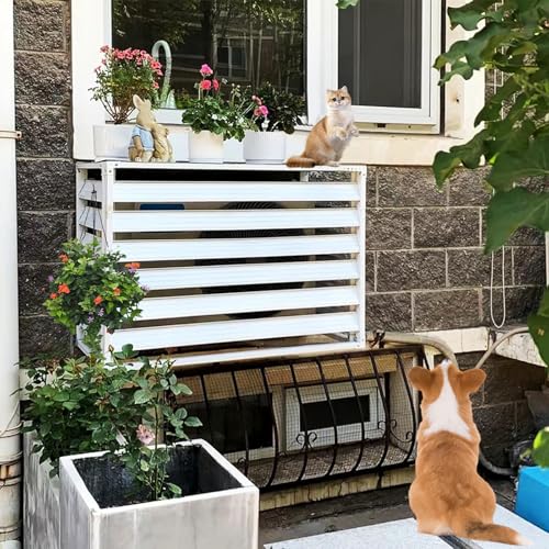 Cache-climatiseur extérieur gris de 110 cm pour balcon cosy