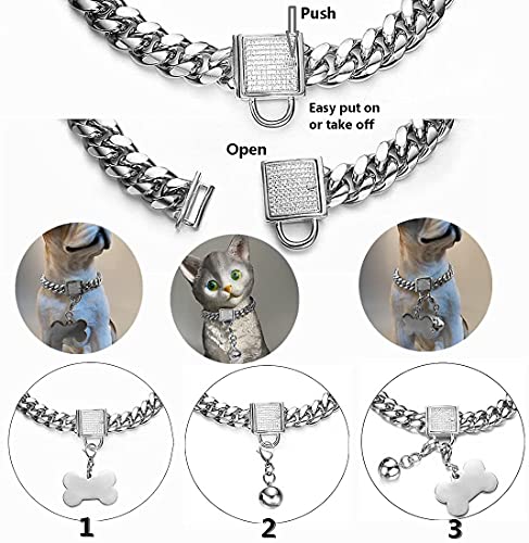 Chien collier gros maillon argent 18mm résistant anti traction - 4