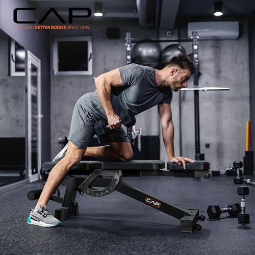 Image of CAP Barbell Adjustable Training Utility Weight Bench | Multi-Position Incline Bench with 6 Backrest Adjustments, Leg Anchor, Wheels & 600 LB Capacity | Home Gym Strength Bench