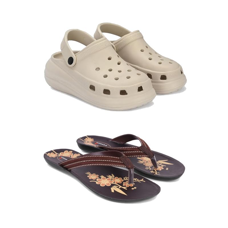 Premium Comfortable Regular Wear Clogs for Women with Stylish Flats Fashion Slippers for Women's & Girls Combo-OO1-O21-6 Brown(COMBO(2)-OO1-O21-6_BZ)-EURO-37-image-37