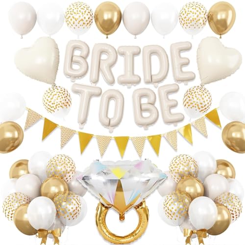DazzJoy Bride to Be Deko Luftballons Cremeweiß JGA Deko Frauen Ballons Junggesellenabschied Frauen Ballon Hochzeitsdeko Helium Ballons für Bachelorette Party Deko Hochzeit JGA Accessoires