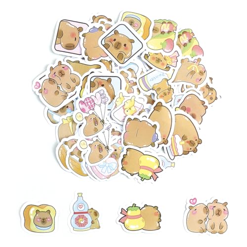 NHQZ 100 Pegatinas Impermeables de Capibara - Decoración de Vinilo para Portátil, Equipaje, Botella de Agua, Casco y Viaje