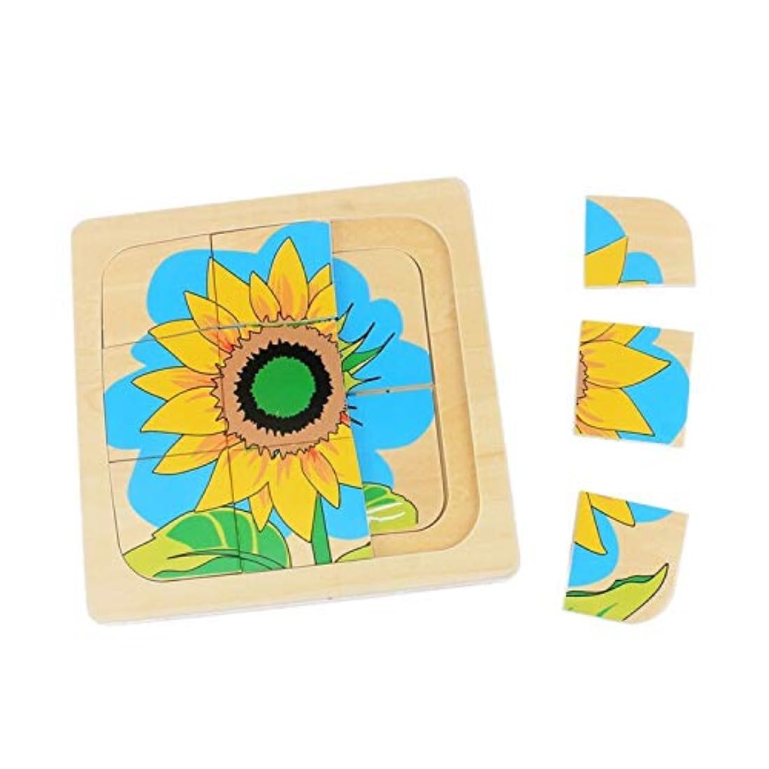 Montessori Children Wood Plant Education Toy Baby Toddler Life Cycle of Sunflower Puzzles Jingsaw Preschool Brinquedos Juguets - Image 5
