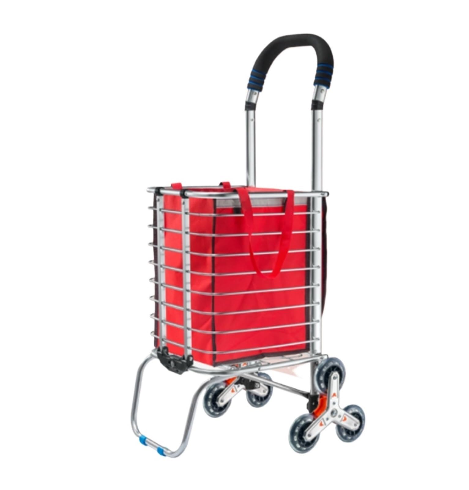 Shopping Trolley Foldable Shopping Cart Portable Stair Climbing For Grocery Utility Cart(Rosso,4 rounds)