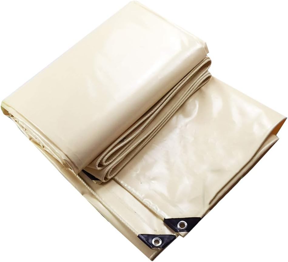Waterproof Tarpaulin Heavy Duty Tarpaulin Waterproof Thicken Outdoor Gazebo Roof Sunscreen PVC Rainproof Cloth Truck Canvas Shade Anti-UV Beige ZHANGQIANG (Color : Beige, Size : 1.5mx2m)