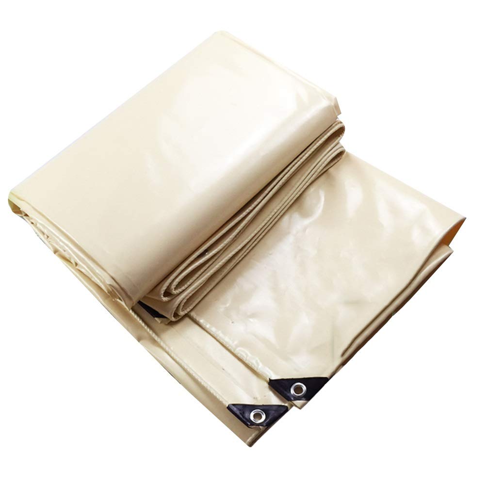Waterproof Tarpaulin Heavy Duty Tarpaulin Waterproof Thicken Outdoor Gazebo Roof Sunscreen PVC Rainproof Cloth Truck Canvas Shade Anti-UV Beige ZHANGQIANG (Color : Beige, Size : 1.5mx2m)