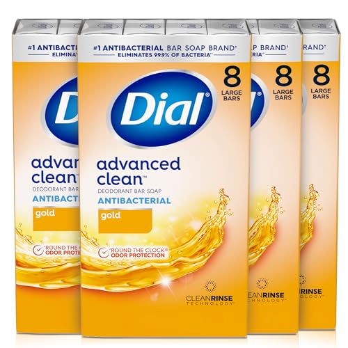 Dial Antibacterial Deodorant Bar Soap, Advanced Clean, Gold, 4 Oz...
