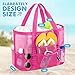 KPX Mesh Beach Bag, Tote Bag for Women Large Foldable Mesh Swimming Bag with Pockets - Sandproof, Waterproof(Rose Pink-PVC Pocket)