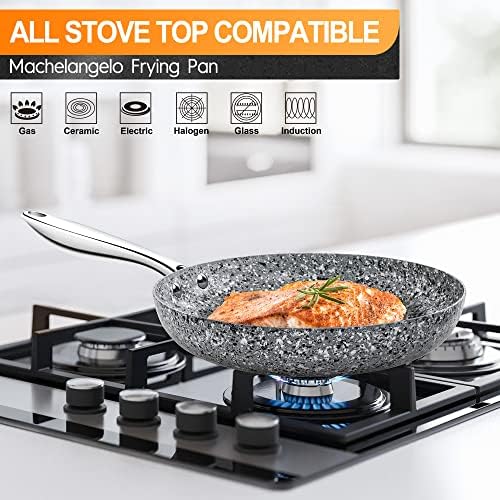 MICHELANGELO Frying Pan Set 20cm, 24cm and 28cm, Frying Pan Nonstick with Stone-Derived Coating, Nonstick Frying Pans Set, Stone Frying Pan, Granite Frying Pans